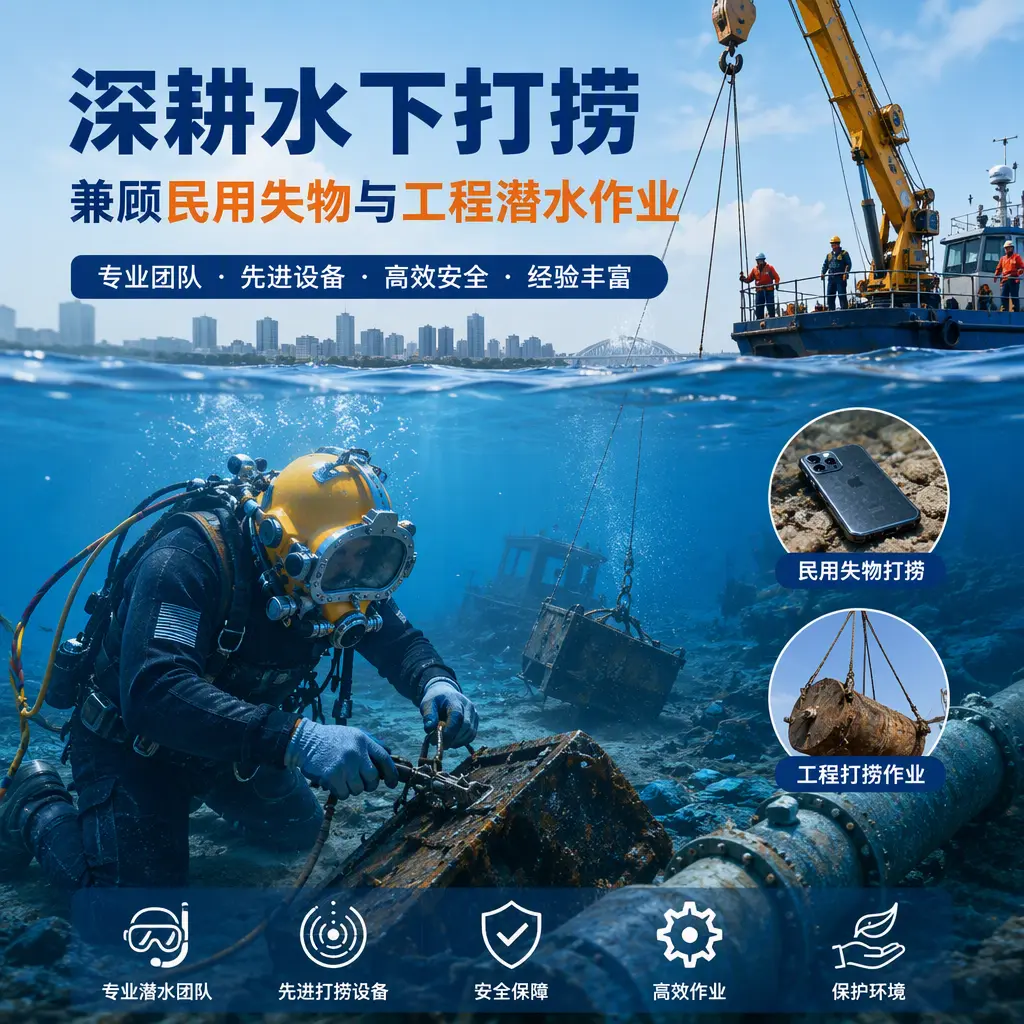 深耕水下打捞，兼顾民用失物与工程潜水作业靖西