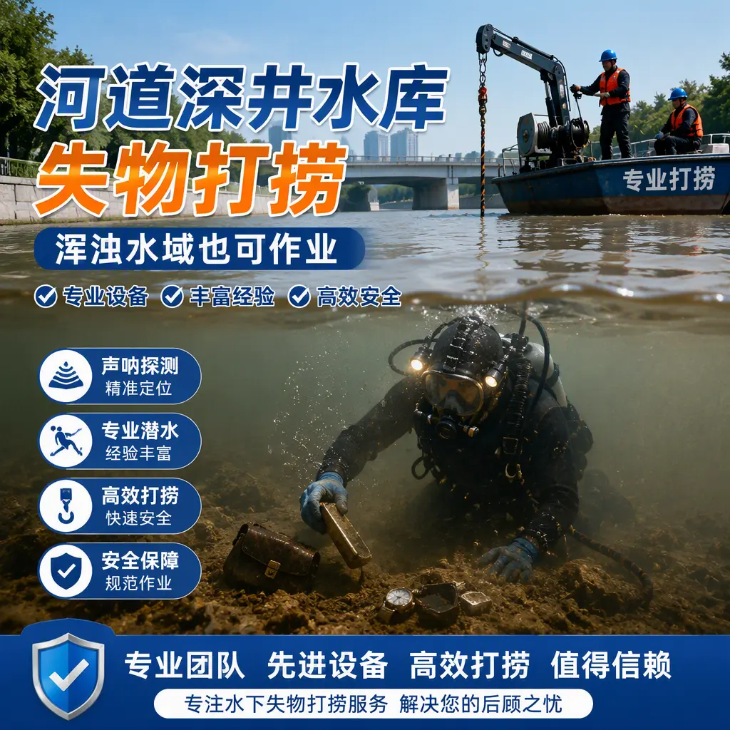 河道深井水库失物打捞，浑浊水域也可作业靖西